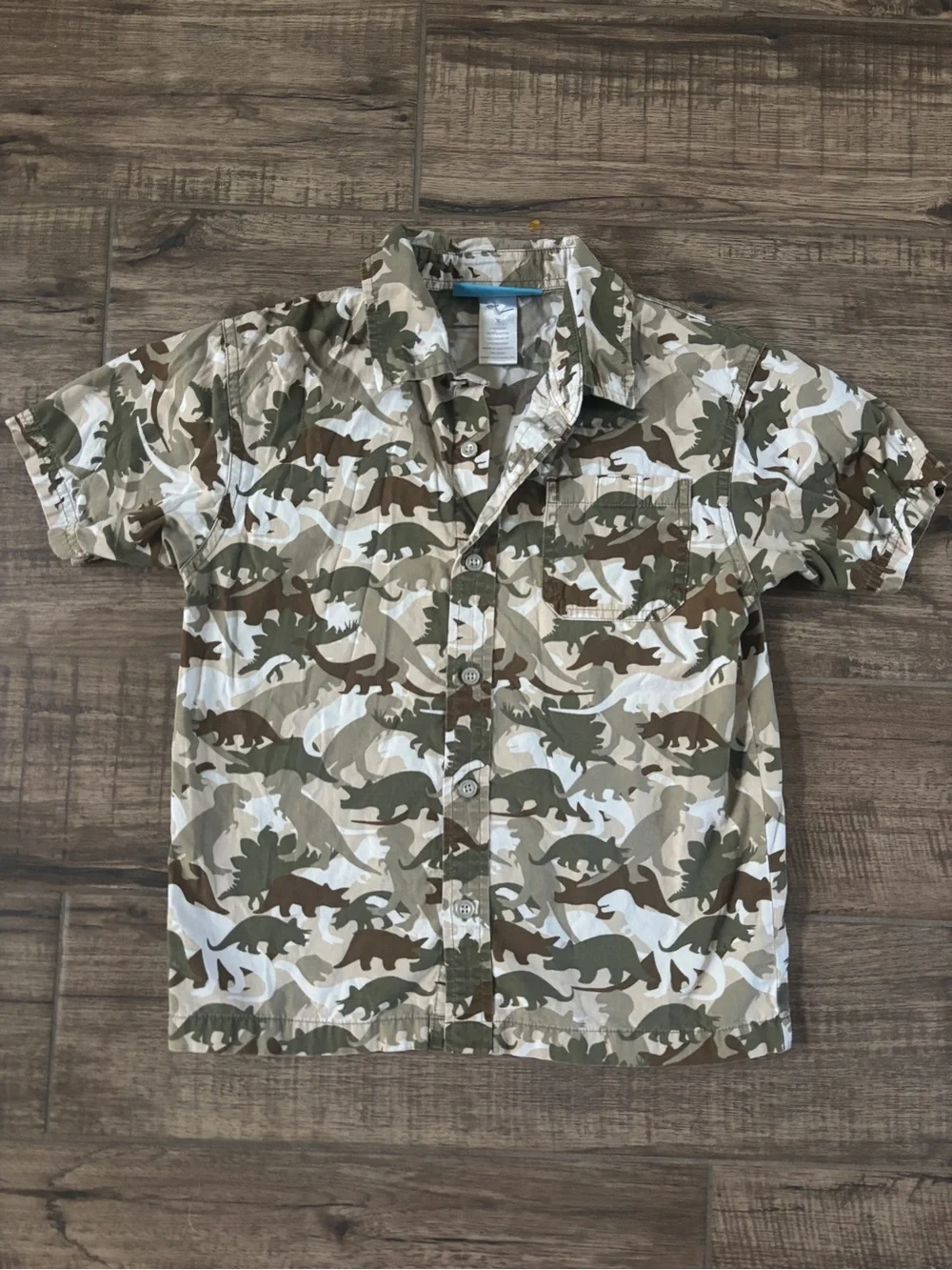 Gymboree Button-Front Dino Camo Shirt in Green and Brown